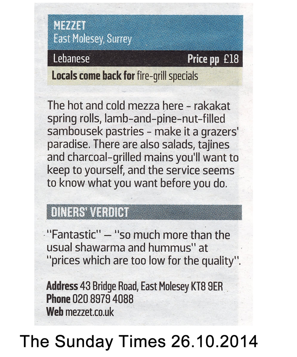 Mezzet in Sunday Times Review